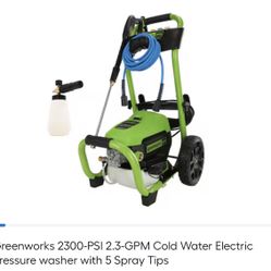 2300-PSI 1.2-GPM Cold Water Electric Pressure washer with 5 Spray Tips