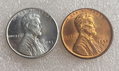Lincoln Wheat Cent Penny 1943 + A 1952 D