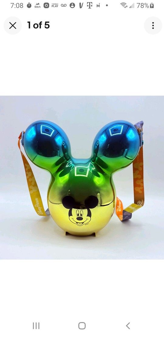 NEW Disney Parks MICKEY BALLOON Popcorn Bucket Blue Green Gold Sunset
