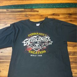 Aerosmith Permanent Vacation Tour Long-sleeve T-shirt. Size Large Black