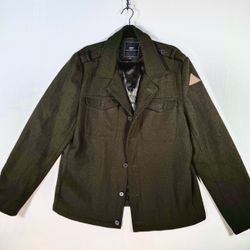 Lifetime Men's Green Wool Blend Military Jacket