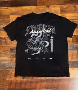 Black Express graphic tee with white skeleton dragon graphic, size XL