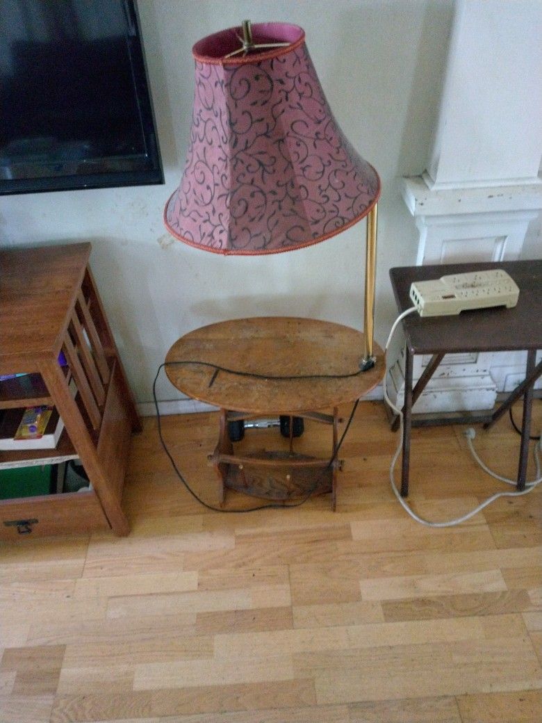 Antique Lamp And Table Combination