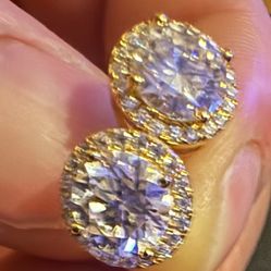 Halo Earrings 18k Gold Platted 