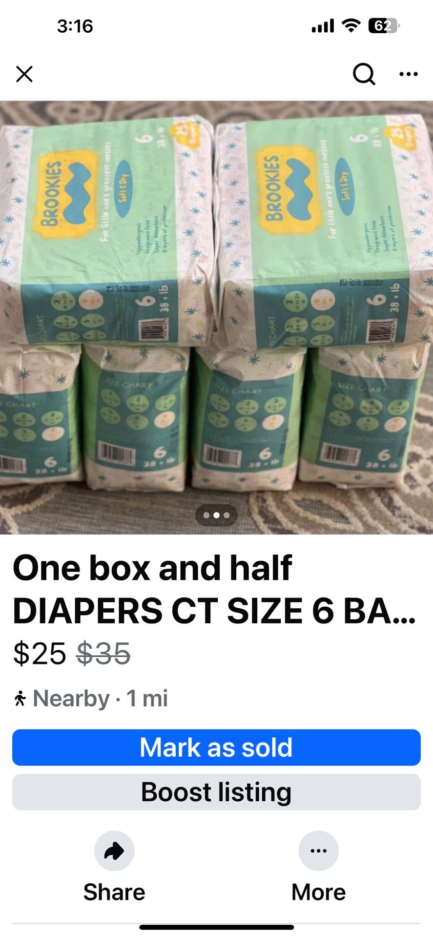 Diaper Size Six Box And A Half
