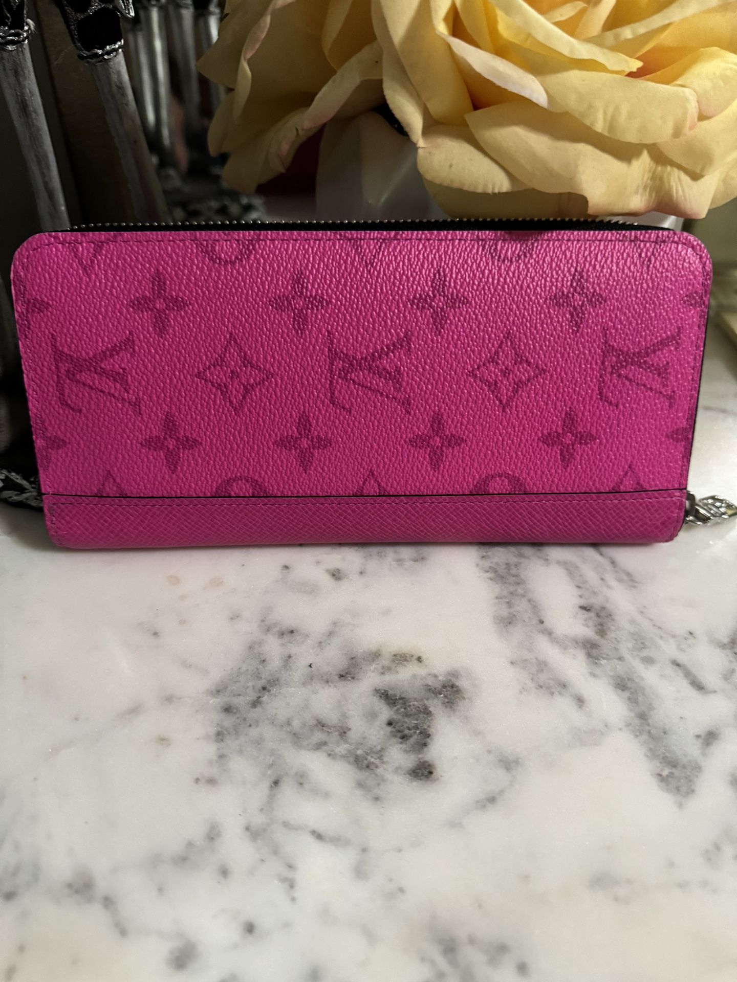 Louis Vuitton taigarama hot pink wallet