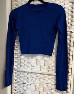 Blue Long Sleeve Crop Top