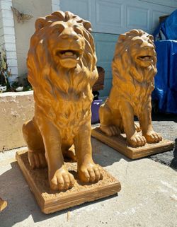 Pair Of Cement LION Statues- Good Condition