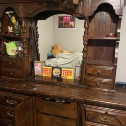 Antique All Hard Wood Two Piece Dresser 
