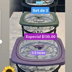 Set De 3 Conteiner Línea Wildflower $130.00 Especial Guarda Comidas Salsas Postres Frutas Ensaladas  Princess House 