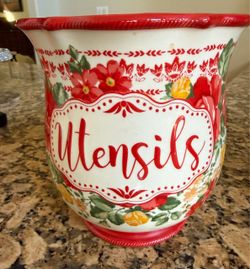 Pioneer Woman Vintage Floral Stoneware Utensil Holder