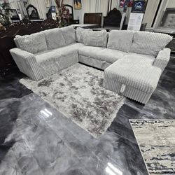 CORDUROY GREY BRAND NEW SECTIONAL SAME DAY DELIVERY 