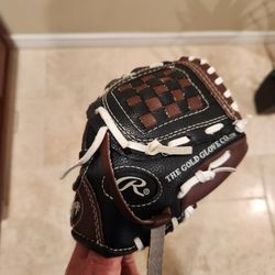 Rawlings 9" Kids Leather Baseball Glove  (Black/Brown)