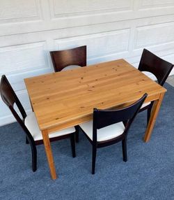 5-PC MINIMALIST LIGHTWEIGHT DINING SET (IKEA DINING TABLE AND 4 PADDED BROWN CHAIRS)