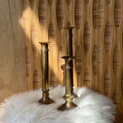 Vintage Brass Candlesticks Set Of 3 Trio Traditional Boho Cottage Candlelight Gold Candle Holder   
