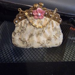 Russ Berrie Handpainted Butterfly Purse Desktop Business Card Holder