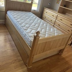 Kids Twin Trundle Bed and Two Mattresses 