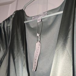 Baltic Born Large Eucalyptus Green Satin Midi Tie Front Dress