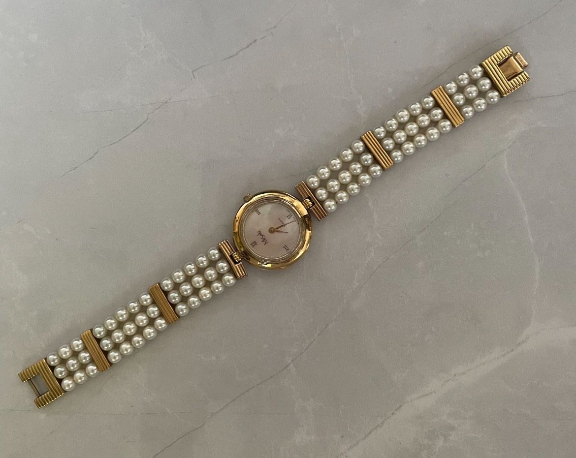 Misaki gold plated pearl watch