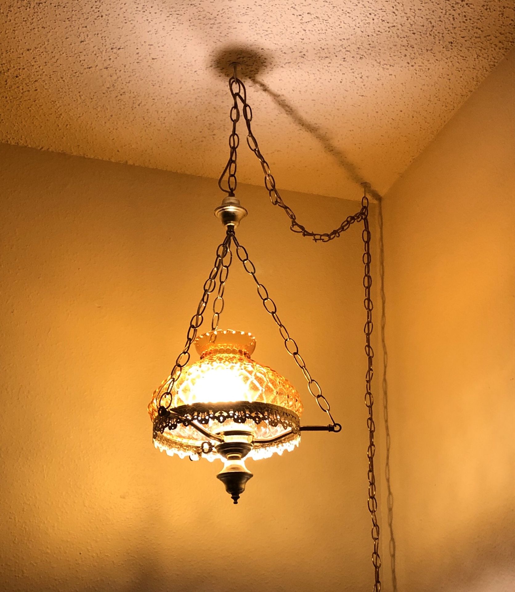 Vintage amber hanging lamp