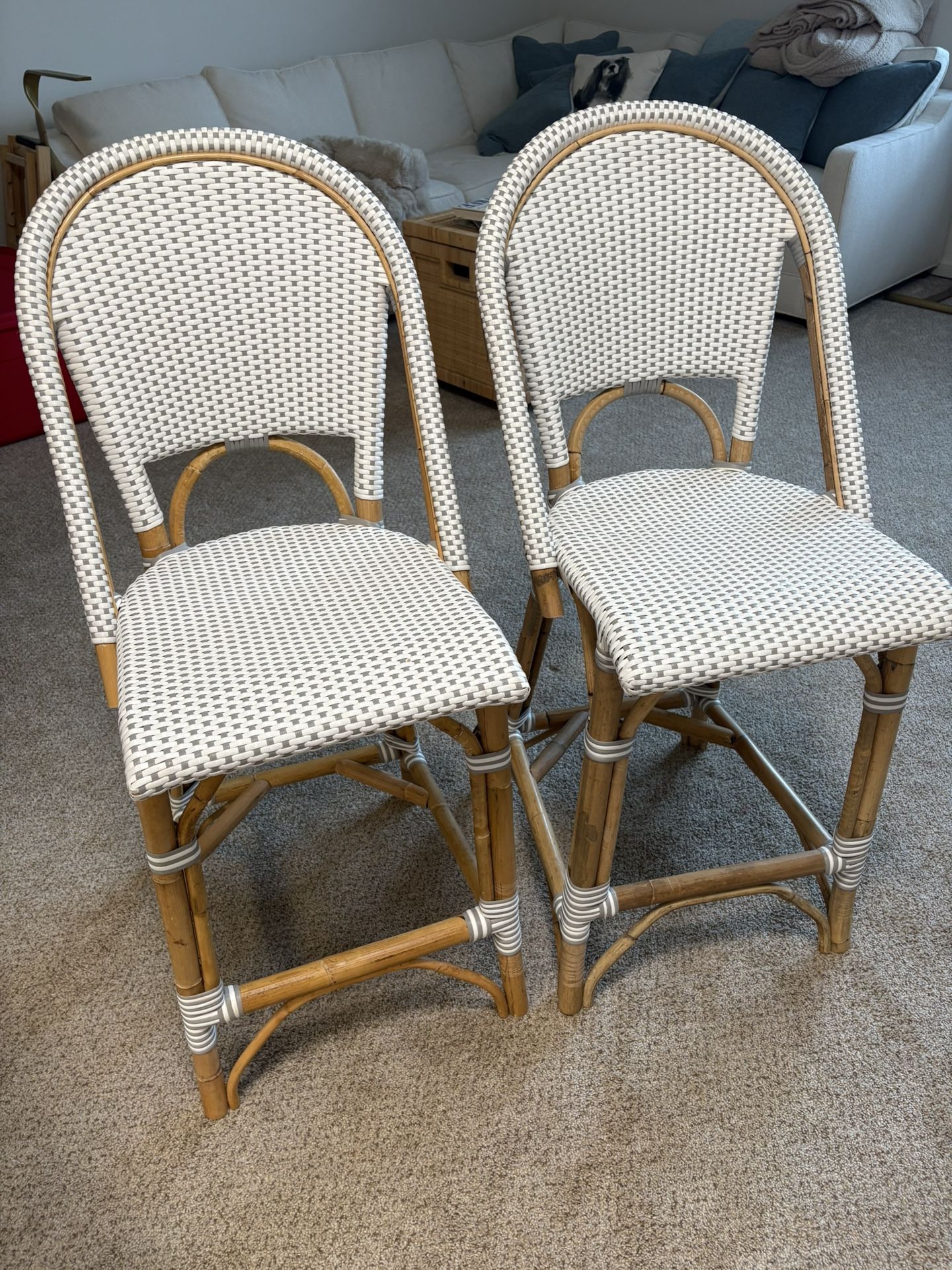 Serena & Lily - Riviera Rattan Counter Stools (Set Of 2)
