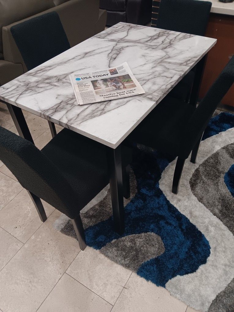 *Now Available!!!*---Space-Saving Tedd Black Dining Table Sets W/4 Chairs---Delivery/$10 Down FinancingðŸ¤