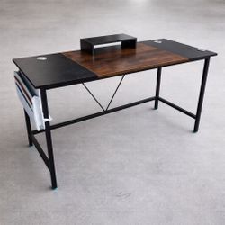 New In Box 56x24x30 Inch Tall Office Computer Desk Table With Organizer And Monitor Stand 