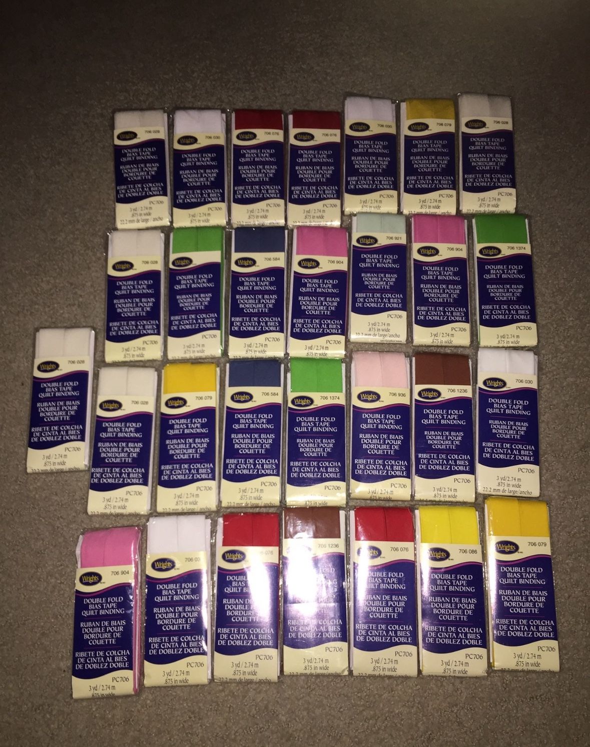 Wrights Double Fold Bias Tape Quilt Binding Pc706 Big Lot Of 30 New