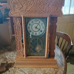 Ingraham 8-Day Wood Gingerbread Kitchen Mantel Table Clock
