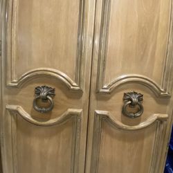 Bernhardt Armoire Solid Wood 88”tall With Side By Side Mirrors Asking $875.00 Obo 