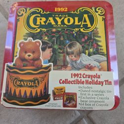 Crayola Collectors Tin Still Sealed With Crayons And Ornament