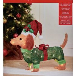 22" Dachshund Light-Up Plush Christmas Decoration Garden Yard Xmas Holiday Time