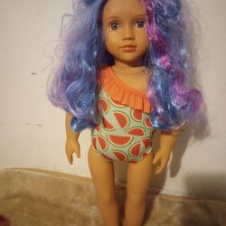 Our Generation Doll  Blue And Purple Hair 18 Inches Tall