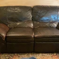 Double Recliner Leather Sofa