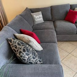 L Shape Gray Sectional Couch. Down Feathers!!