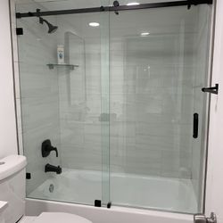 bathroom glass door and panel