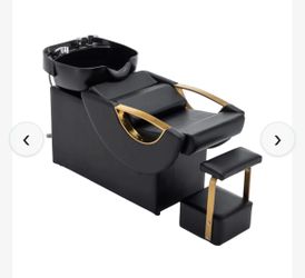Commercial Black And Gold Shampoo Bowl Chair Set With Footrest (SAK43716)