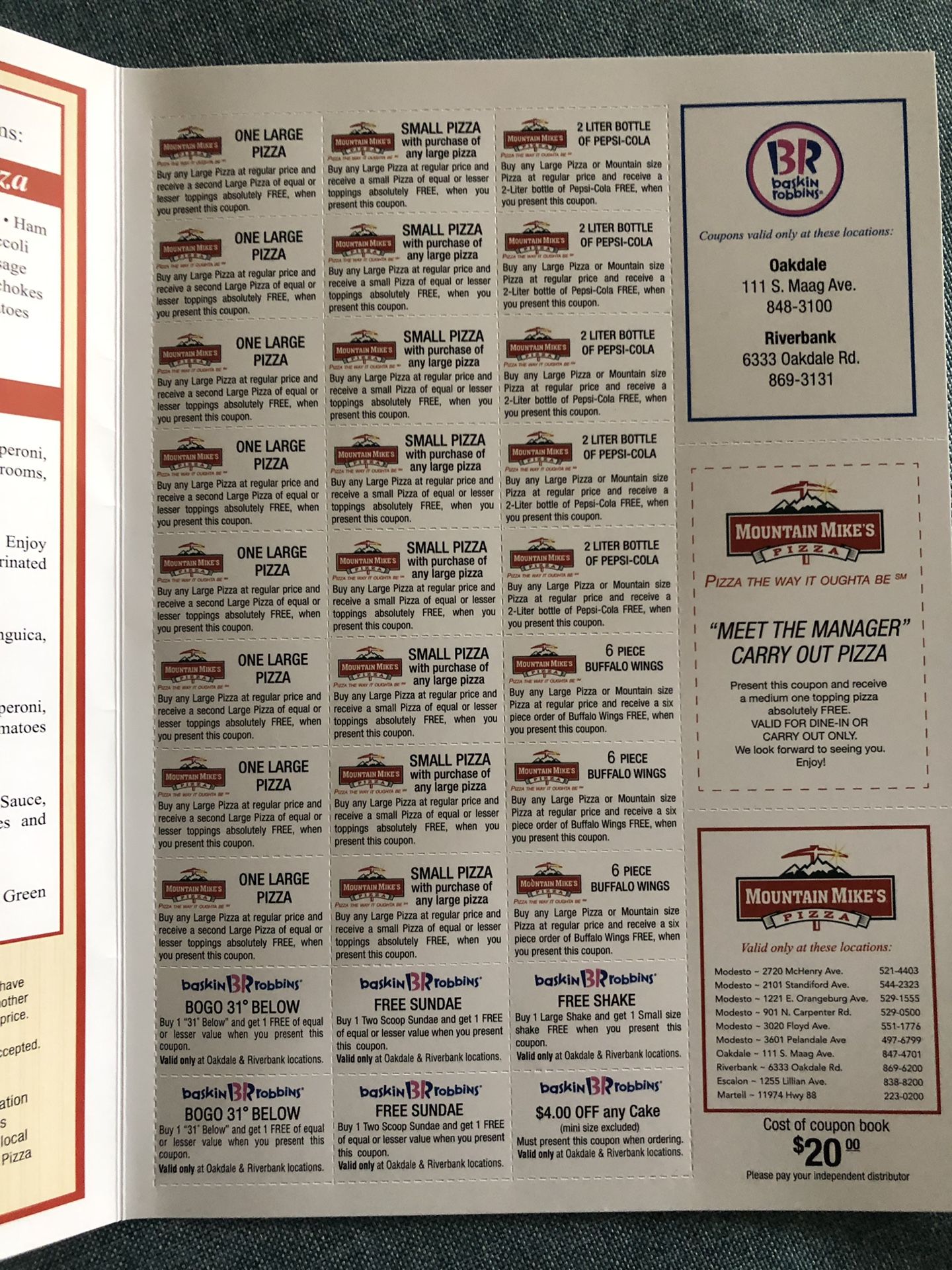 Mountain Mike’s Pizza Coupon Book