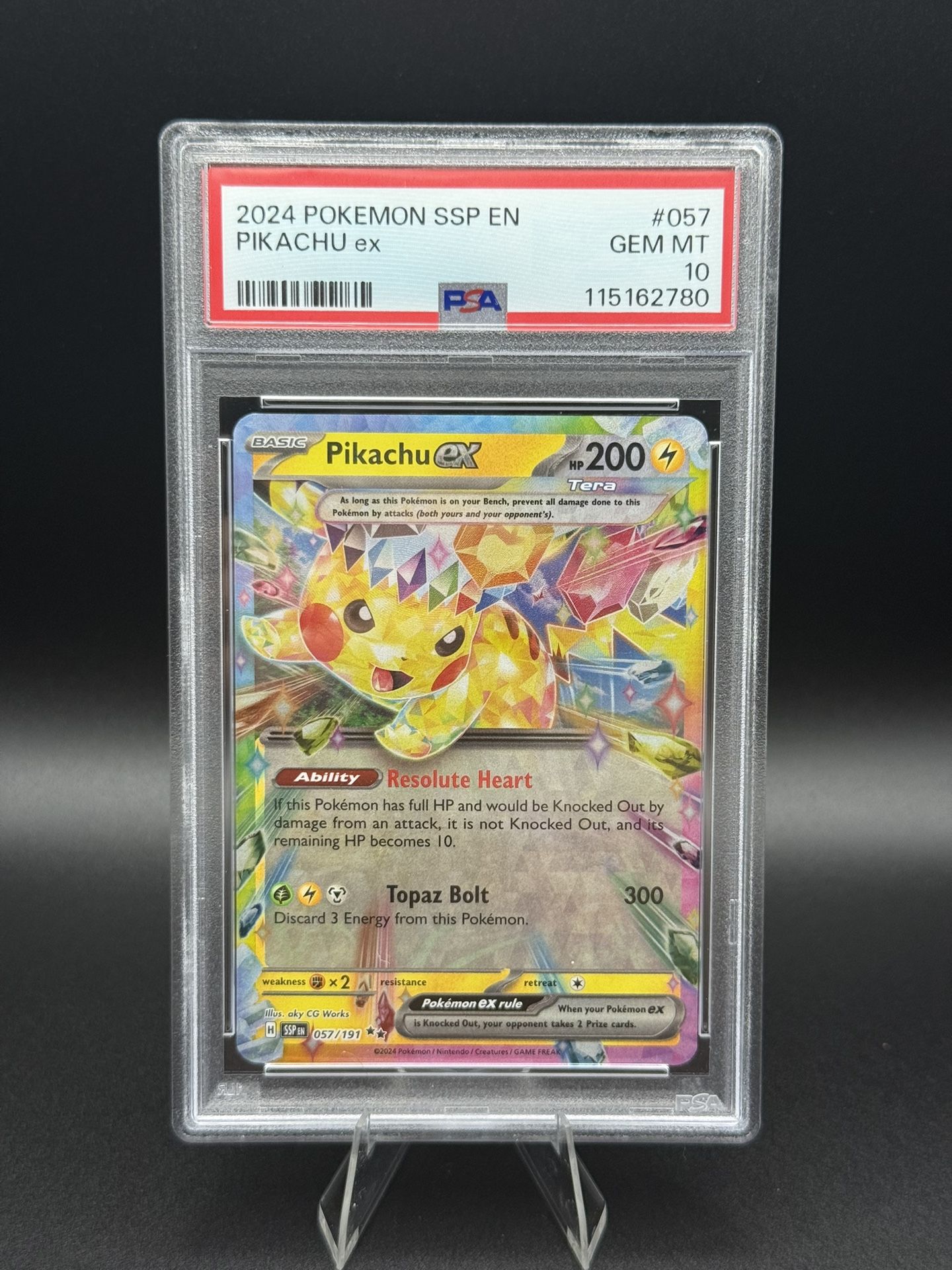 Pikachu ex 057/191 PSA 10 Surging Sparks Holo Pokemon Card