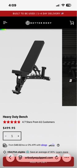 Better Body Heavy Duty Adjustable Weight Bench