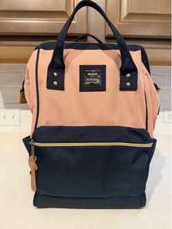 Himawari Pink/Navy Blue Laptop Backpack Travel Backpack Or Diaper Bag