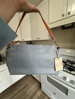 Valentina Blue Pebbled Leather Shoulder Bag