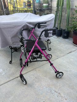 Pink Rollator Walker with Seat