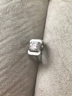 New Sterling silver white zircon ring size 8