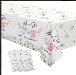 He or She Gender Reveal Tablecloth 3-Pack