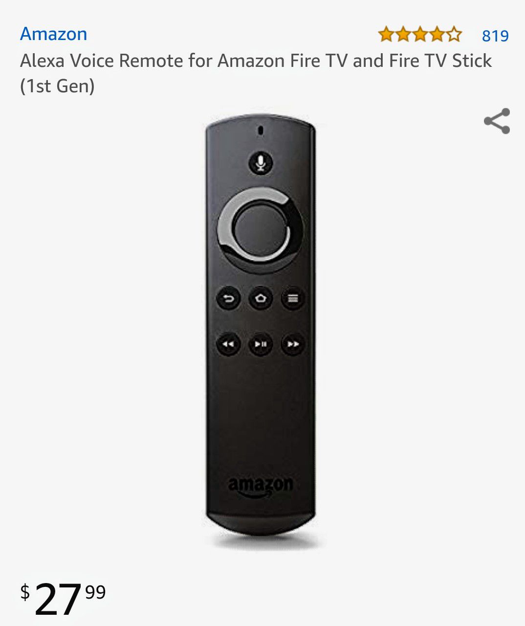 Alexa voice remote for Fire TV stick (brand new)