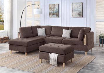 3pcs Sectional Sofa w/storage ottoman