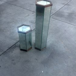 1970’s Hexagon Mirror Flower Stands 