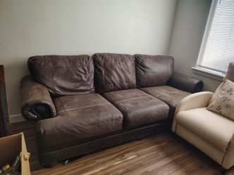 Brown leather couch