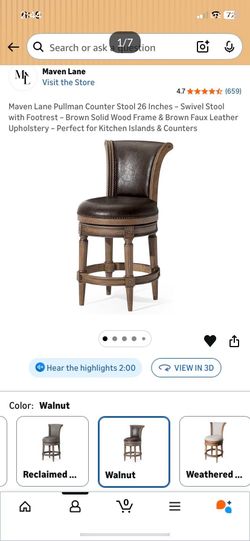 Two Maven Lane Pullman Counter Stool 26 Inches barstools bar stool barstool kitchen dining